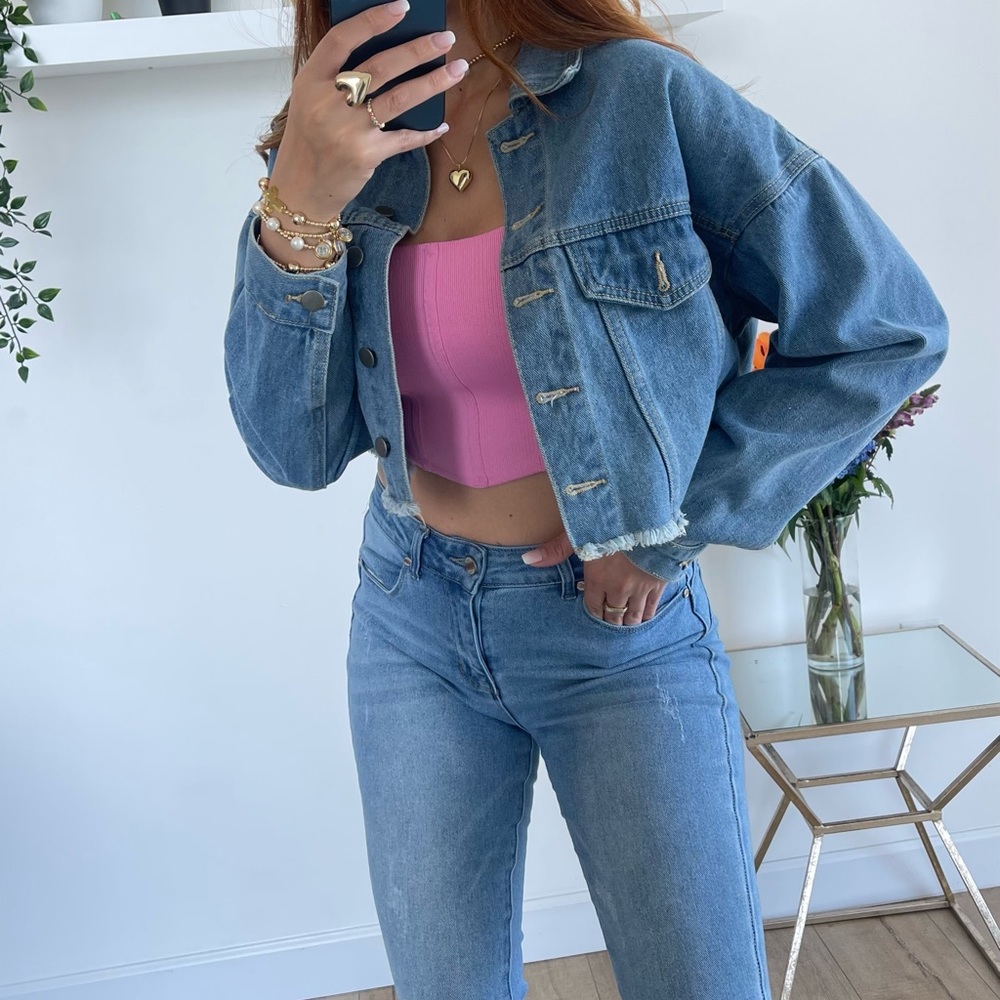 Denim cropped jacket